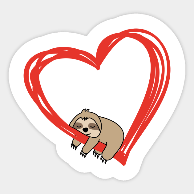 'Sloth Heart Valentines' Sweet Valentines Lovers Sticker by ourwackyhome